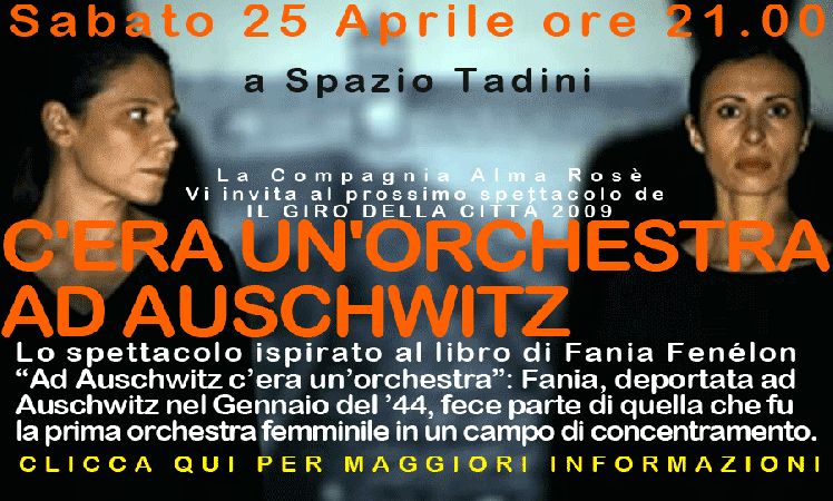 locandina dello spettacolo "C'era un'orchestra ad Auschwitz a Spazio Tadini 2009